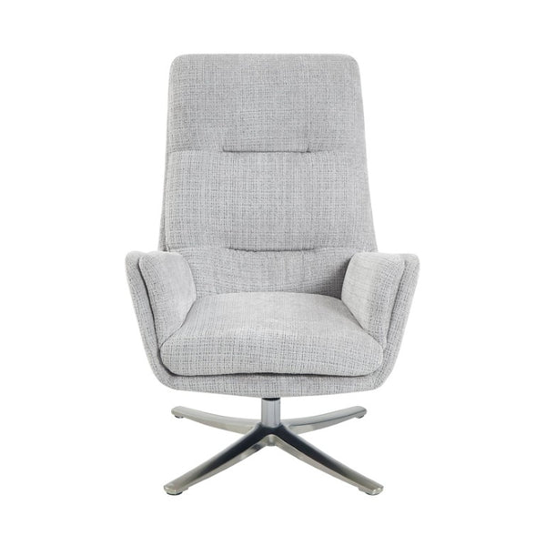 English Elm Swivel Accent Chair and Ottoman Set Soft Chenille Upholstery on Polished Silver Base B011P582748