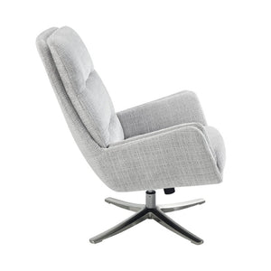 English Elm Swivel Accent Chair and Ottoman Set Soft Chenille Upholstery on Polished Silver Base B011P582748