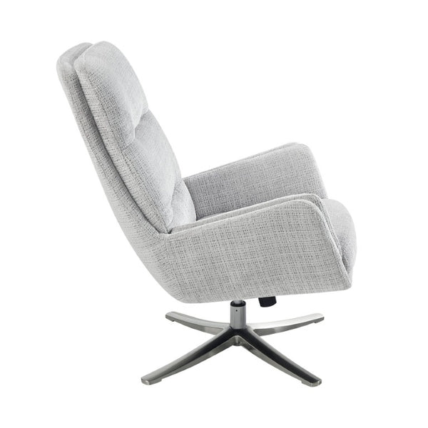 English Elm Swivel Accent Chair and Ottoman Set Soft Chenille Upholstery on Polished Silver Base B011P582748