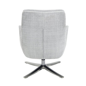 English Elm Swivel Accent Chair and Ottoman Set Soft Chenille Upholstery on Polished Silver Base B011P582748