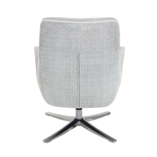 English Elm Swivel Accent Chair and Ottoman Set Soft Chenille Upholstery on Polished Silver Base B011P582748