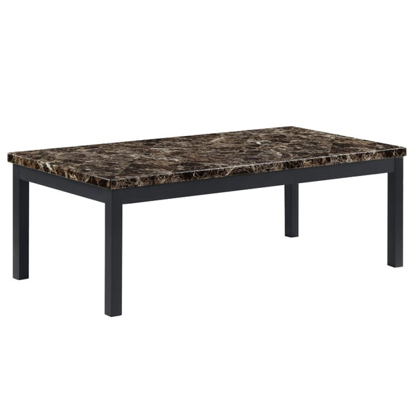 English Elm Occasional 3 Piece Faux Marble and Matte Black Metal Living Room Table Set B011P582774