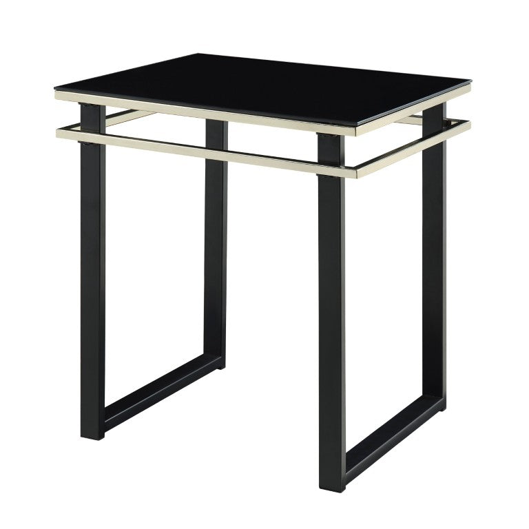 English Elm Occasional 3 Piece Living Room Set Tempered Glass Tops with Gold Banding Metal Base B011P582776