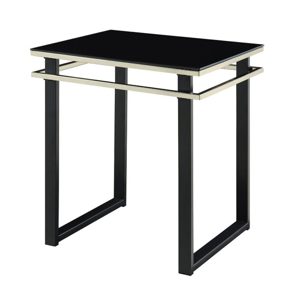 English Elm Occasional 3 Piece Living Room Set Tempered Glass Tops with Gold Banding Metal Base B011P582776