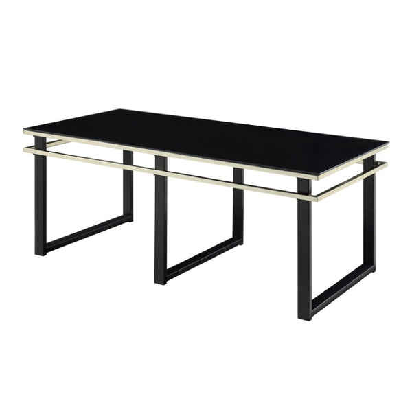 English Elm Occasional 3 Piece Living Room Set Tempered Glass Tops with Gold Banding Metal Base B011P582776