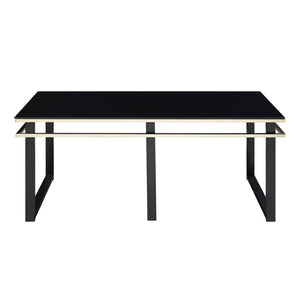 English Elm Occasional 3 Piece Living Room Set Tempered Glass Tops with Gold Banding Metal Base B011P582776