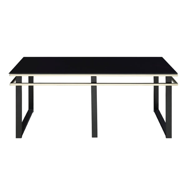English Elm Occasional 3 Piece Living Room Set Tempered Glass Tops with Gold Banding Metal Base B011P582776