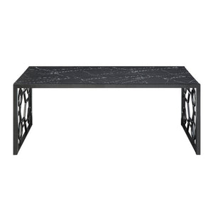 English Elm Occasional 3 Piece Set Fluted Glass Tops Geometric Black Metal Base Living Room B011P582777
