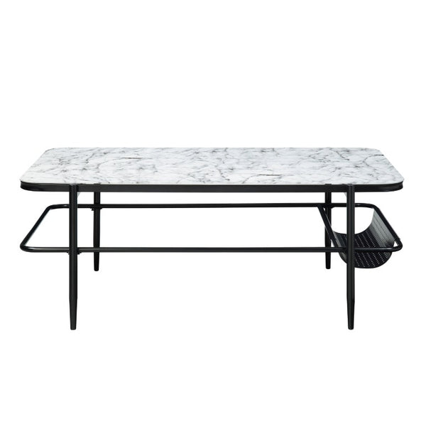 English Elm Occasional 3 Piece Set Fluted Glass Tops and Matte Black Metal Base for Living Rooms B011P582778
