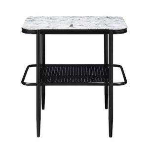 English Elm Occasional 3 Piece Set Fluted Glass Tops and Matte Black Metal Base for Living Rooms B011P582778