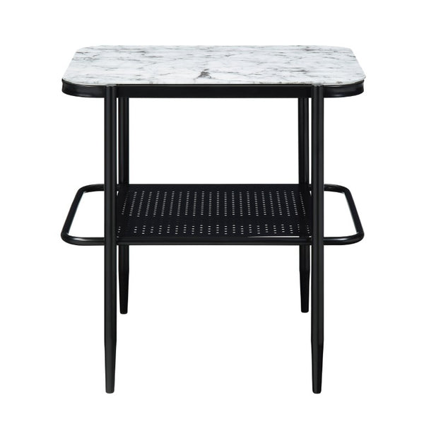 English Elm Occasional 3 Piece Set Fluted Glass Tops and Matte Black Metal Base for Living Rooms B011P582778