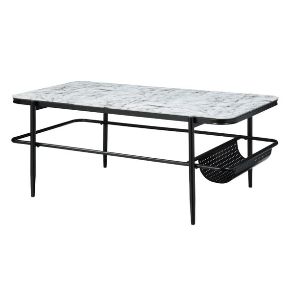 English Elm Occasional 3 Piece Set Fluted Glass Tops and Matte Black Metal Base for Living Rooms B011P582778