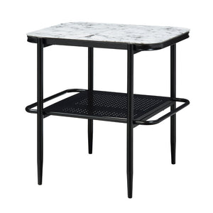 English Elm Occasional 3 Piece Set Fluted Glass Tops and Matte Black Metal Base for Living Rooms B011P582778