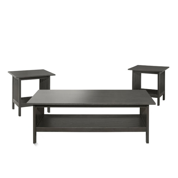 English Elm Occasional 3 Piece Arts and Crafts Table Set with Slat Detail and Antique Gray Wood B011P582779