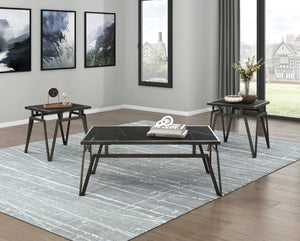 English Elm Occasional 3 Piece Set Sintered Stone Tops Bronze Metal Base Modern Living Room B011P582780