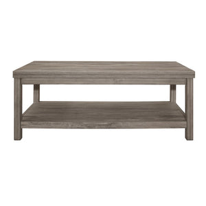 English Elm Cocktail and End Table Set with Birch Veneer Glass Tops and Satin Nickel Hardware Weathered Gray B011P582784