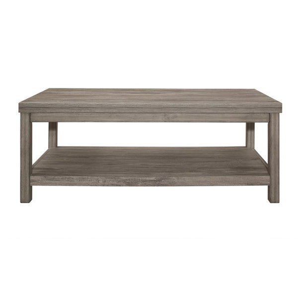 English Elm Cocktail and End Table Set with Birch Veneer Glass Tops and Satin Nickel Hardware Weathered Gray B011P582784