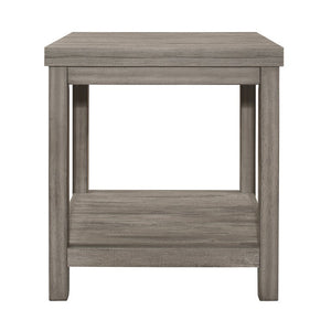 English Elm Cocktail and End Table Set with Birch Veneer Glass Tops and Satin Nickel Hardware Weathered Gray B011P582784
