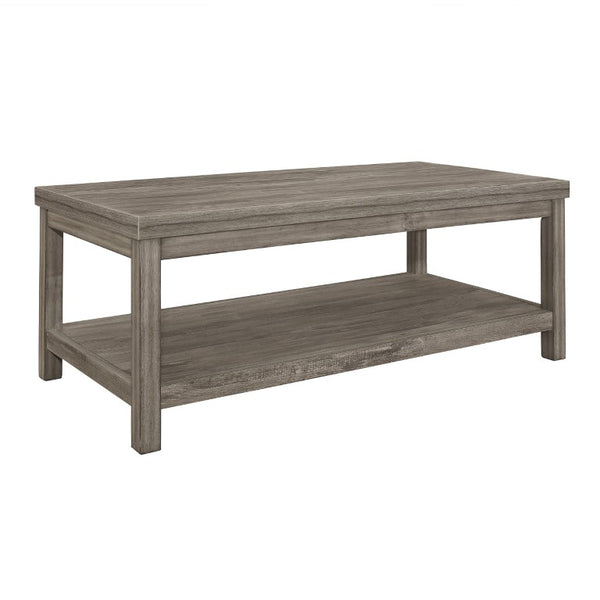 English Elm Cocktail and End Table Set with Birch Veneer Glass Tops and Satin Nickel Hardware Weathered Gray B011P582784
