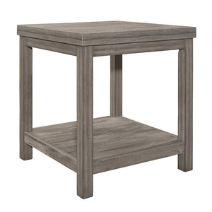 English Elm Cocktail and End Table Set with Birch Veneer Glass Tops and Satin Nickel Hardware Weathered Gray B011P582784