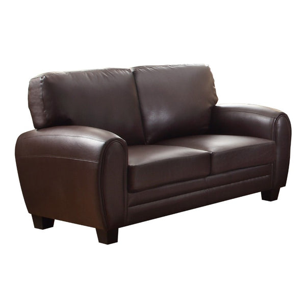 English Elm Dark Brown Faux Leather Loveseat Retro Modern 2 Seater with Solid Wood Frame B011P582787