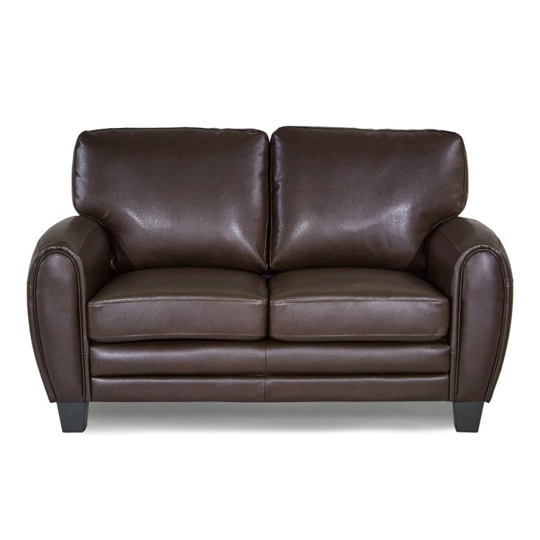 English Elm Dark Brown Faux Leather Loveseat Retro Modern 2 Seater with Solid Wood Frame B011P582787