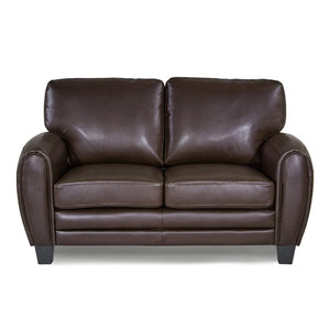 English Elm Dark Brown Faux Leather Loveseat Retro Modern 2 Seater with Solid Wood Frame B011P582787
