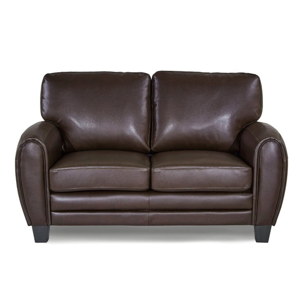 English Elm Dark Brown Faux Leather Loveseat Retro Modern 2 Seater with Solid Wood Frame B011P582787