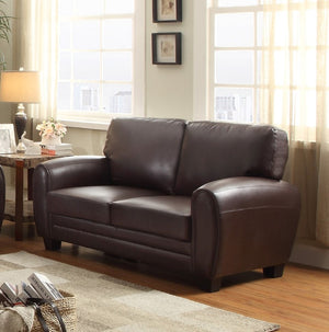 English Elm Dark Brown Faux Leather Loveseat Retro Modern 2 Seater with Solid Wood Frame B011P582787