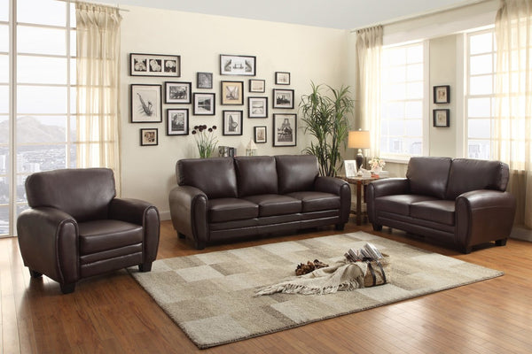 English Elm Dark Brown Faux Leather Loveseat Retro Modern 2 Seater with Solid Wood Frame B011P582787