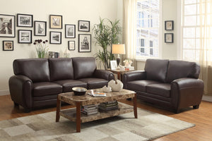 English Elm Dark Brown Faux Leather Loveseat Retro Modern 2 Seater with Solid Wood Frame B011P582787