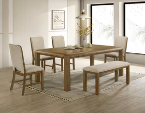English Elm 1Pc Extendable Rectangular Dining Table Plank Top Warm Brown Farmhouse Modern B011P582807