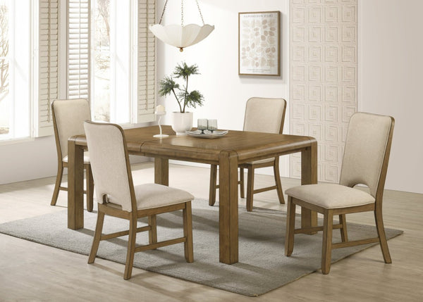 English Elm 1Pc Extendable Rectangular Dining Table Plank Top Warm Brown Farmhouse Modern B011P582807