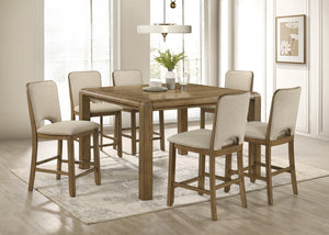 English Elm 1Pc Extendable Counter Height Square Dining Table Rustic Plank Wood with Drop Leaf B011P582810
