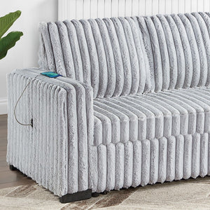 English Elm Sleeper Sofa with Pull Out Bed Jumbo Corduroy Channel Tufted Living Room Couch B011P584202