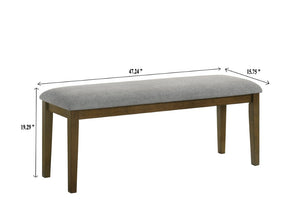 English Elm 1Pc Upholstered Dining Bench Solid Wood Frame Padded Seat Farmhouse or Modern Table B011P584215