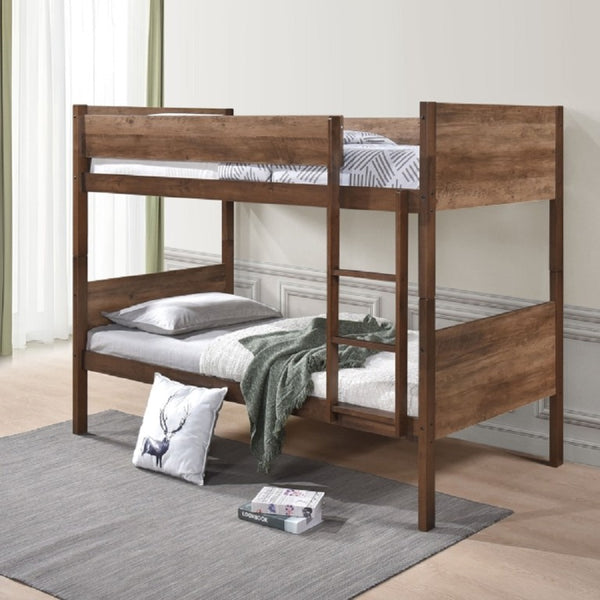 English Elm Brown Mission Style Bunk Bed Solid Wood Twin Stackable Kids Bedroom Platform B011P586390