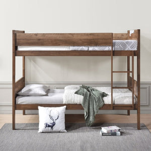 English Elm Brown Mission Style Bunk Bed Solid Wood Twin Stackable Kids Bedroom Platform B011P586390