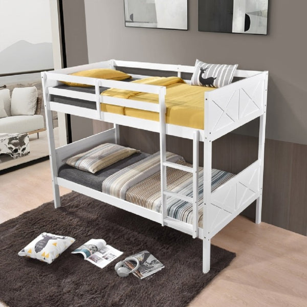 English Elm Mission Style Twin Over Bunk Bed Rubberwood X Panel Design Kids Guest Room B011P586391