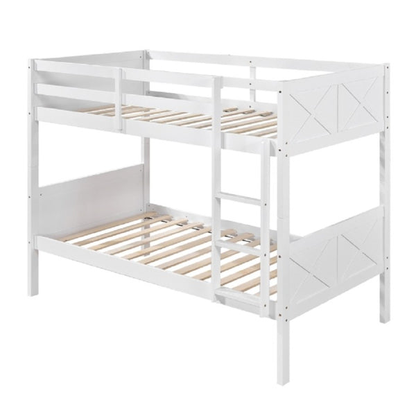 English Elm Mission Style Twin Over Bunk Bed Rubberwood X Panel Design Kids Guest Room B011P586391