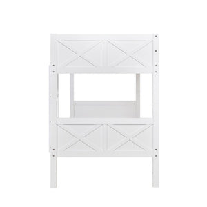 English Elm Mission Style Twin Over Bunk Bed Rubberwood X Panel Design Kids Guest Room B011P586391