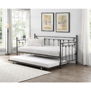 English Elm Victorian Ornate Wrought Metal Daybed with Pull Out Trundle for Guest Rooms Copper Iron B011P586394