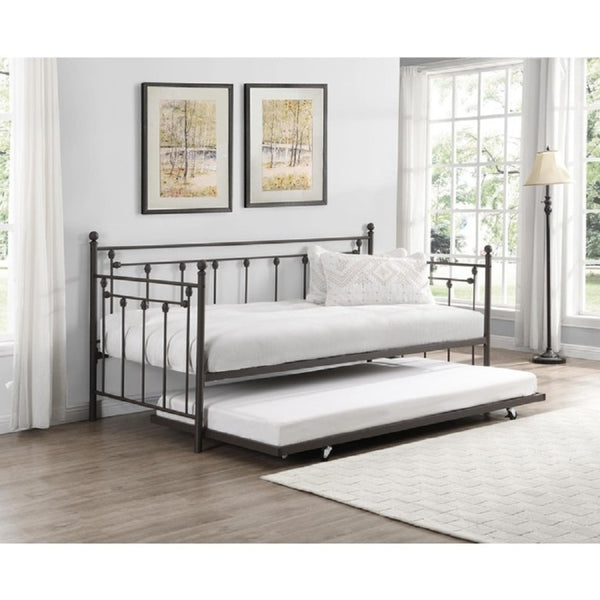 English Elm Victorian Ornate Wrought Metal Daybed with Pull Out Trundle for Guest Rooms Copper Iron B011P586394