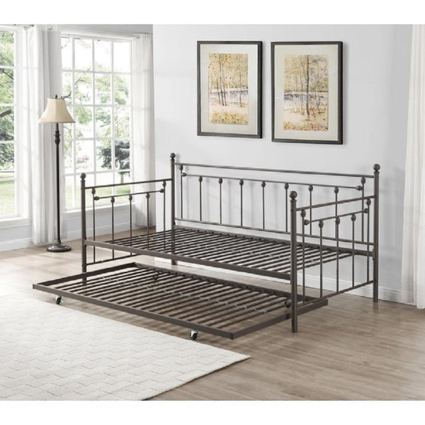 English Elm Victorian Ornate Wrought Metal Daybed with Pull Out Trundle for Guest Rooms Copper Iron B011P586394