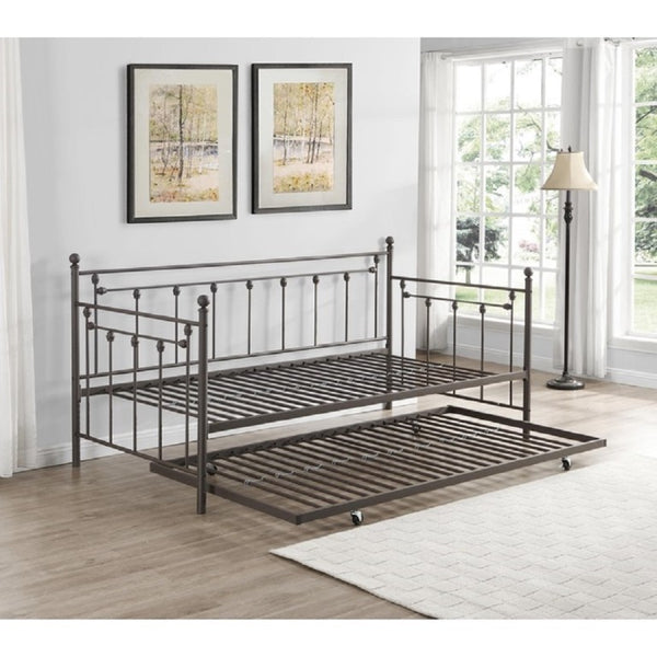 English Elm Victorian Ornate Wrought Metal Daybed with Pull Out Trundle for Guest Rooms Copper Iron B011P586394
