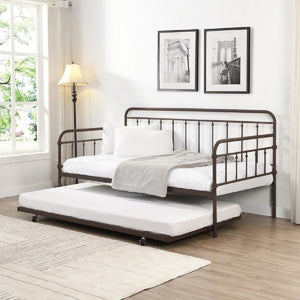 English Elm Farmhouse Metal Daybed with Trundle Twin Sofa Wrought Iron Ball Accent Frame B011P586395