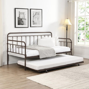 English Elm Farmhouse Metal Daybed with Trundle Twin Sofa Wrought Iron Ball Accent Frame B011P586395