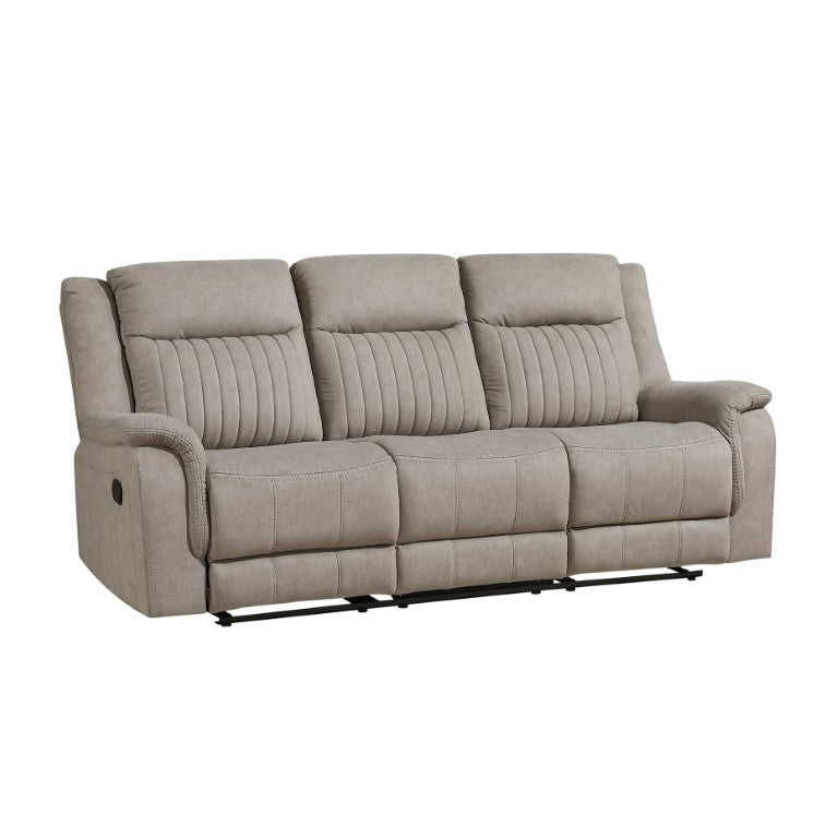 English Elm Contemporary Gray Microfiber Reclining Sofa and Loveseat Set for Modern Living Rooms Brown Gray 1pc Sofa B011P586402