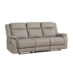 English Elm Contemporary Gray Microfiber Reclining Sofa and Loveseat Set for Modern Living Rooms Brown Gray 1pc Sofa B011P586402
