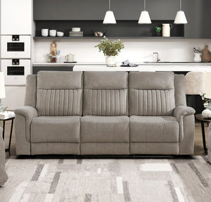 English Elm Contemporary Gray Microfiber Reclining Sofa and Loveseat Set for Modern Living Rooms Brown Gray 1pc Sofa B011P586402